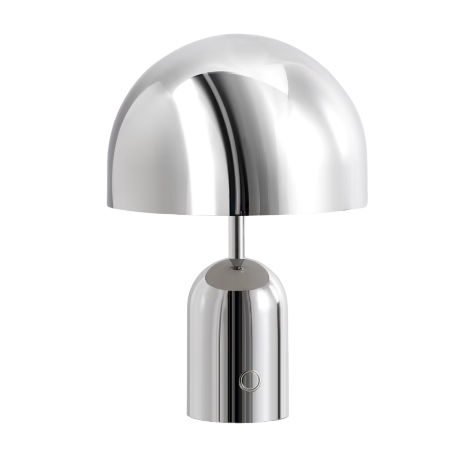 A mushroom shaped silver table lamp