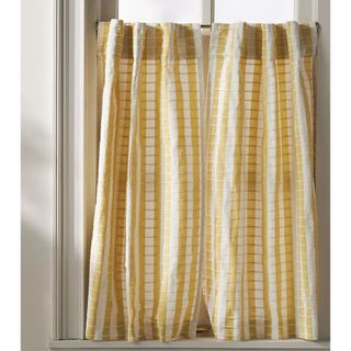 Cotton Woven Stripe Café Curtain, Set of 2