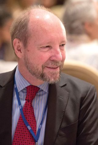 Professor Larry Hedges at awards ceremony