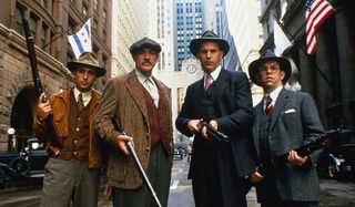 The Untouchables Andy Garcia, Sean Connery, Kevin Costner, and Charles Martin Smith armed for action in Chicago