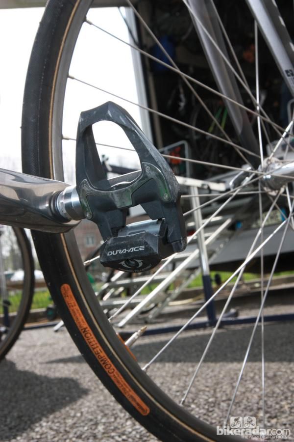 Carbon-bodied Shimano Dura-Ace SPD-SL pedals for Svein Tuft.