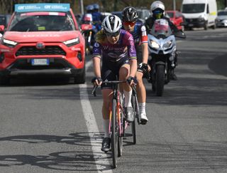 SIENA, ITALY - MARCH 08: Anna Van Der Breggen of Netherlands and Team SD Worx - Protime competes in the breakaway during the 11st Strade Bianche 2025, Women's Elite a 136km one day race from Siena to Siena 320m / #UCIWWT / on March 08, 2025 in Siena, Italy. (Photo by Dario Belingheri/Getty Images)