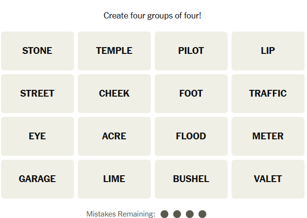 The New York Times Connections puzzle on January 23, 2026