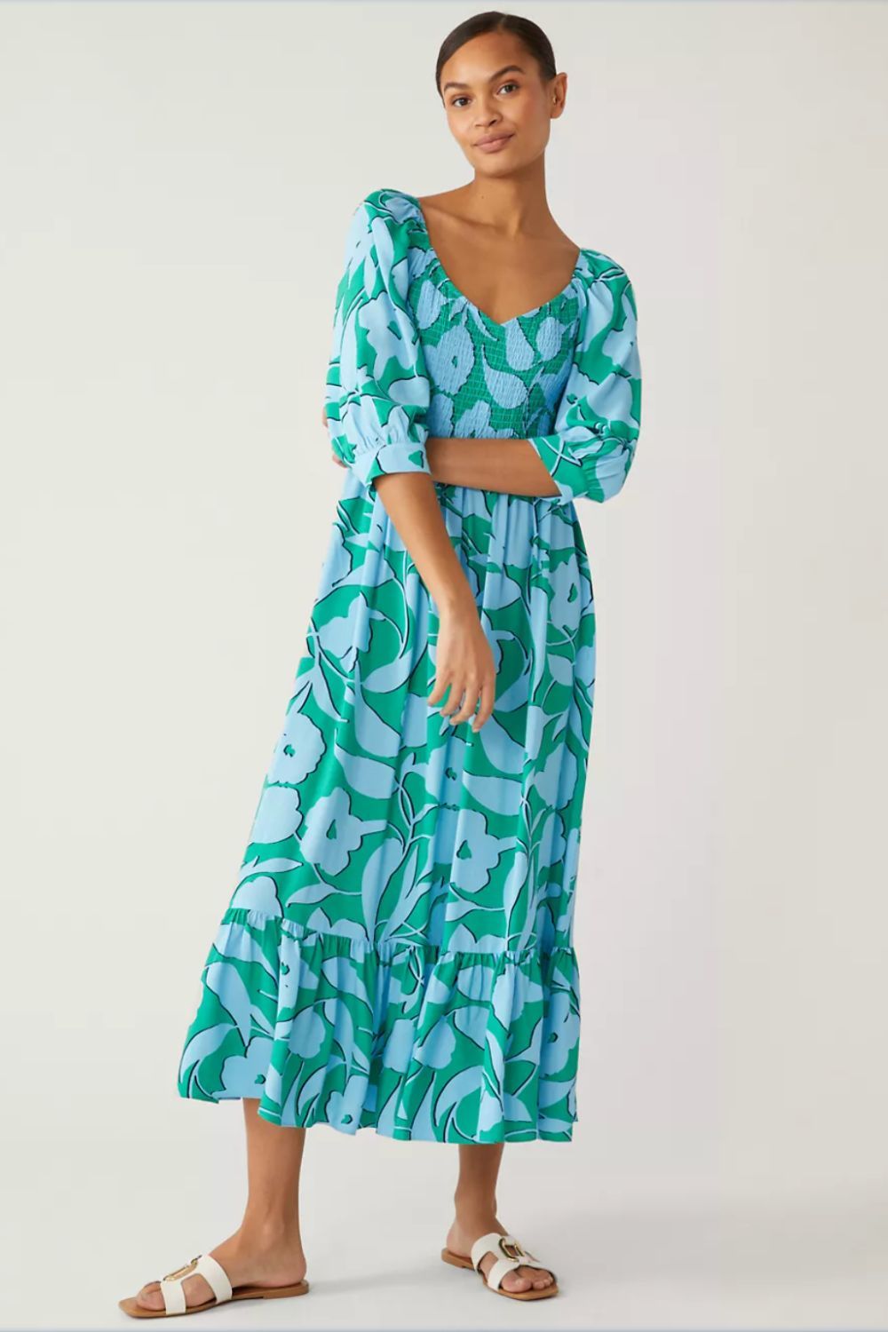 Best Floral Dresses: Marks and Spencer Floral Square Neck Midi Smock Dress