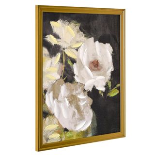 Beautiful by Drew Barrymore Hand Painted Romantic White Florals Framed Canvas Wall Art