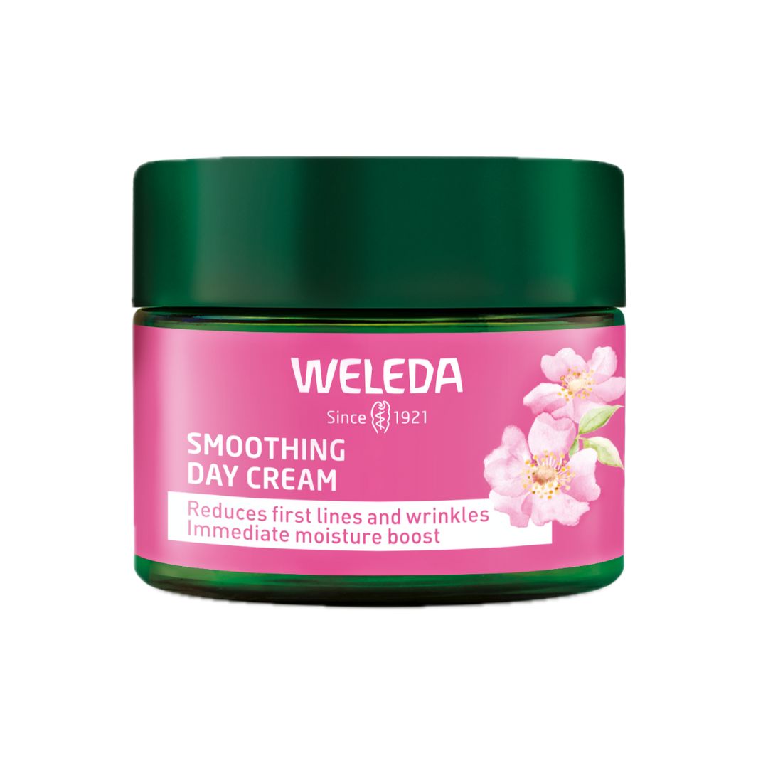 A packshot tub of weleda rose and white tea day cream