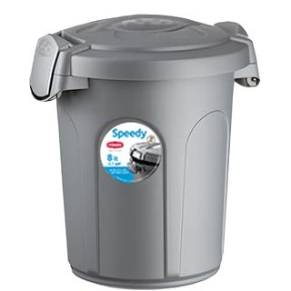 Home Centre Indoor Outdoor Clip on Locking Lid Grey 8 Litre Plastic Waterproof Waste Bin Garden Garage Office Kitchen Home Suitable Dustbin Sturdy Heavy Duty Rubbish Recycle Sortation