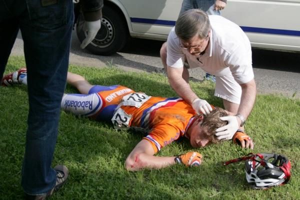 Rick Ottema came down hard on a corner and was forced to abandon.