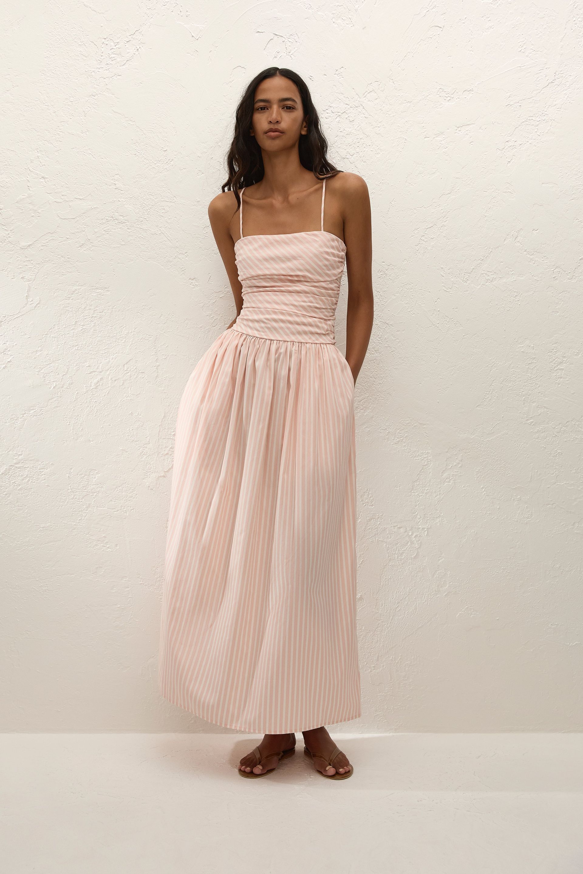 Portlligat Maxi Dress Carmen Stripe Peony White