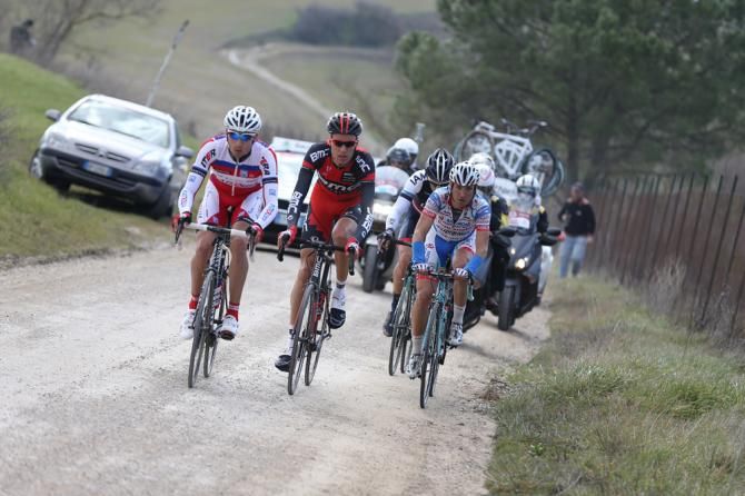 Michael Sch&auml;r (BMC), Aleksejs Saramotins (IAM Cycling), Maxim Belkov (Katusha) and Giairo Ermetti (Androni)