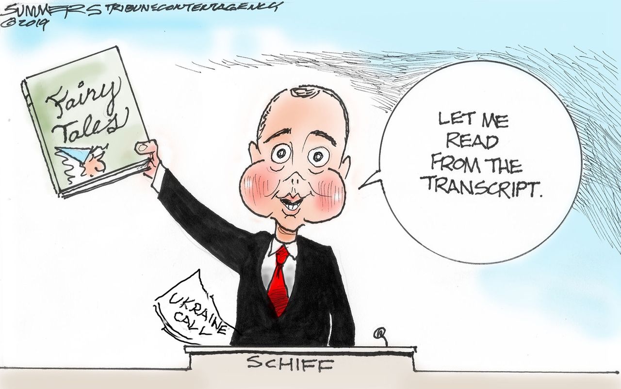 Political Cartoon U.S. Adam Schiff Ukraine Trump Impeachment Fairytales