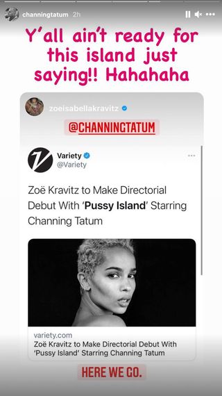Channing Tatum Instagram Stories Pussy Island.