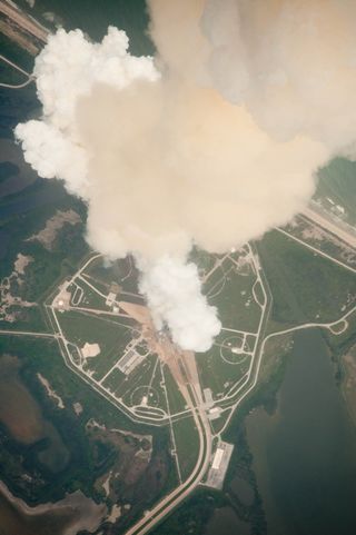 Atlantis' Exhaust Plume Seen from Above