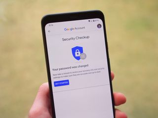 Password change confirmation screen for Google account