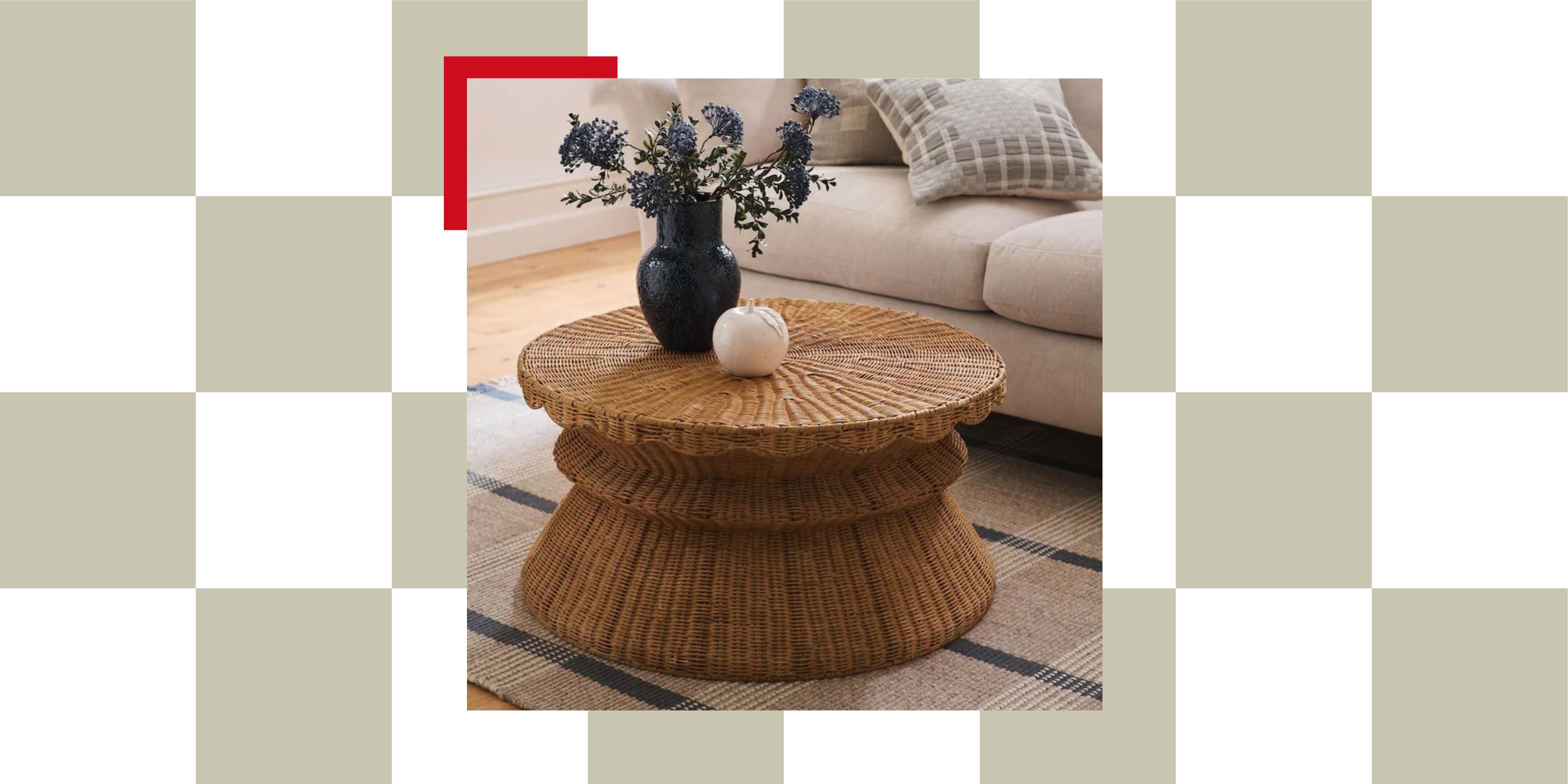 Next Rattan Scallop Coffee Table with Storage