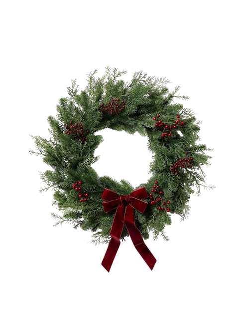 Mixed Green and Red Berry Christmas Wreath