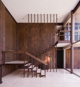 Open-plan interiors and a striking floating staircase