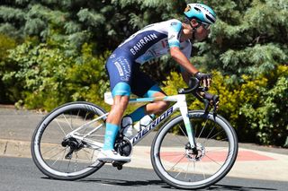 A Bahrain rider racing on the Vision Metron RS wheels