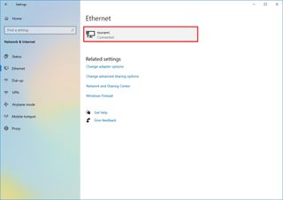 Windows 10 Ethernet settings