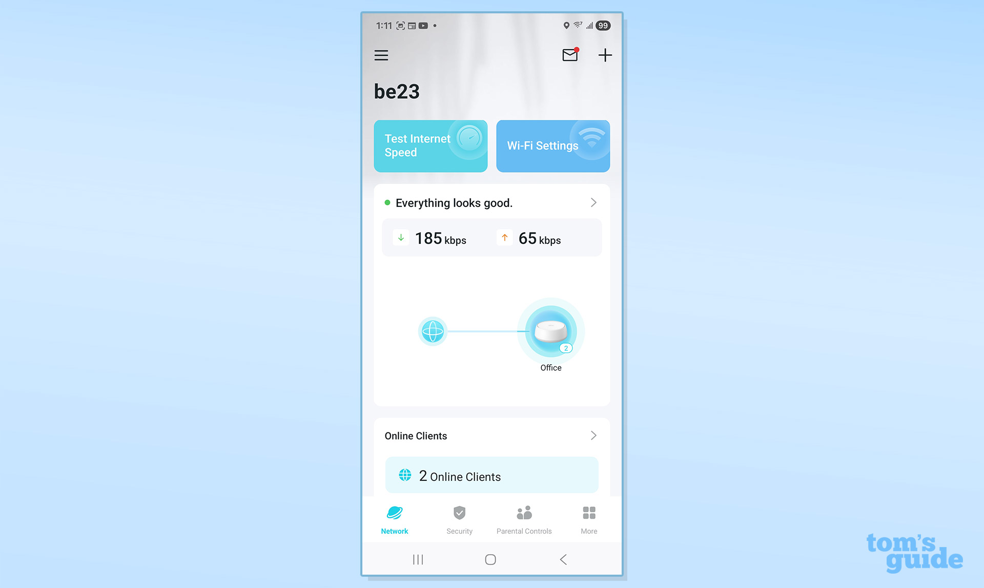 اسکرین شات از برنامه روتر شبکه TP-Link Deco BE23