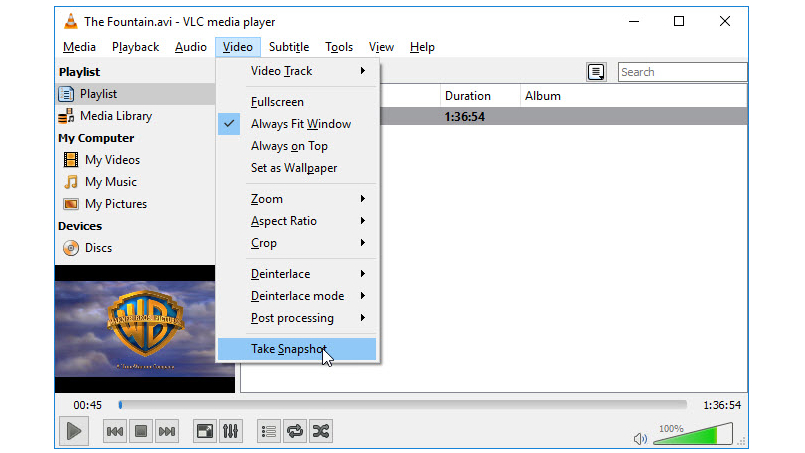 VLC Media Player makes it easy to take screengrabs from videos that are currently playing
