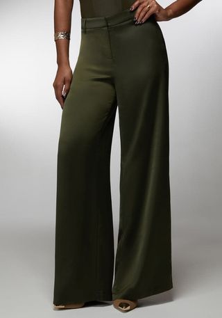 Bebe x Ciara High Waist Satin Ultra Wide Leg Pant