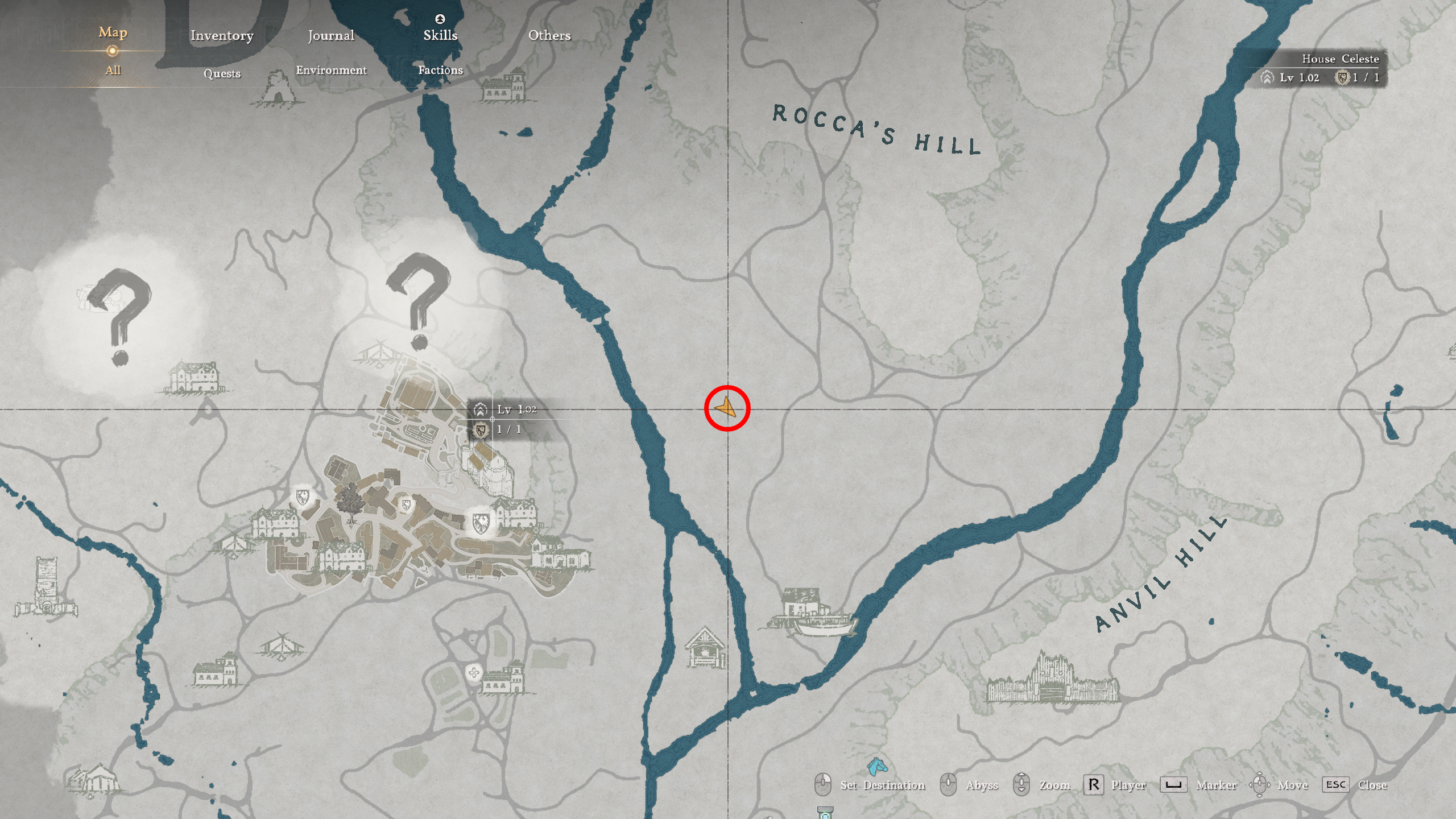 Crimson Desert Bloodstone: A map with a red circle showing the location of the ore near Rocca's Hill.