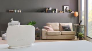 Wifi router on table in living room of house