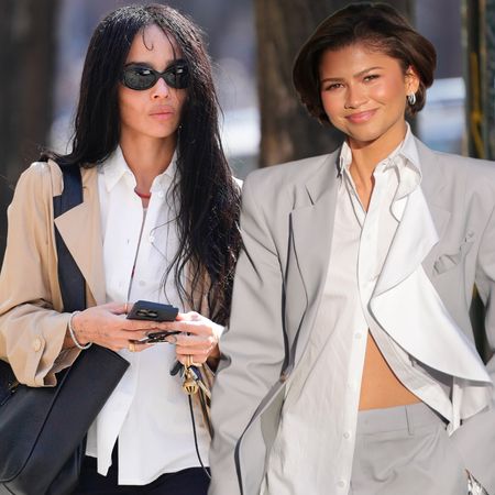 collage of how celebrities are styling summer button-downs