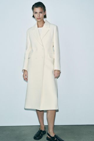 Zw Collection Double-Breasted Wool Blend Coat