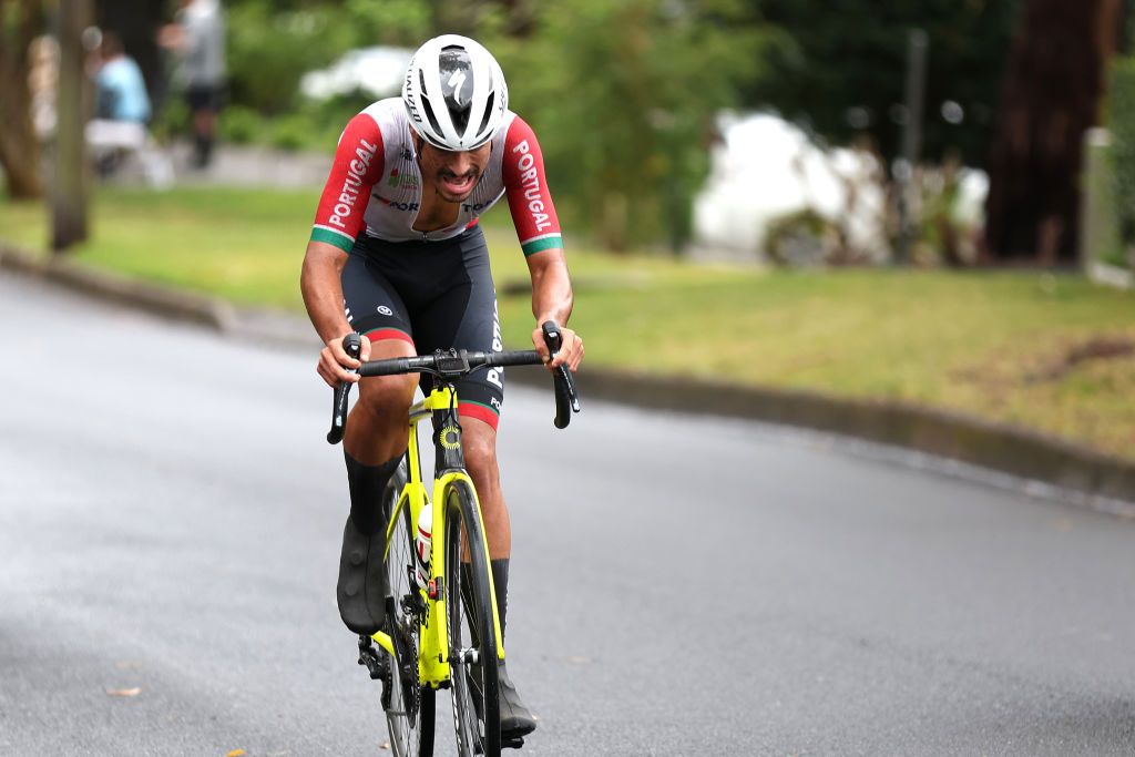 WOLLOGONG AUSTRALIA SEPTEMBER 23 EDITORS NOTE Alternate crop Antnio Morgado of Portugal competes in the breakaway during the 95th UCI Road World Championships 2022 Men Junior Road Race a 1356km race from Wollongong to Wollongong Wollongong2022 on September 23 2022 in Wollongong Australia Photo by Con ChronisGetty Images