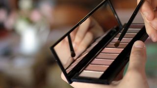 person holding eyeshadow palette