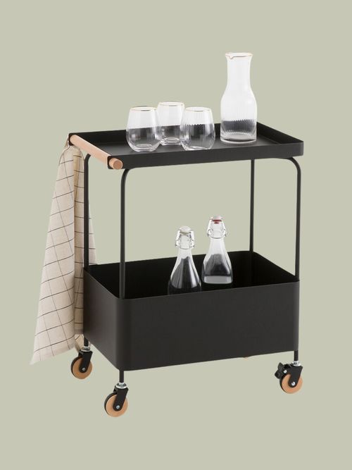 SO'HOME Elkim Black Metal Portable Dessert Trolley