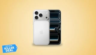 iPhone 17 Pro with yellow background