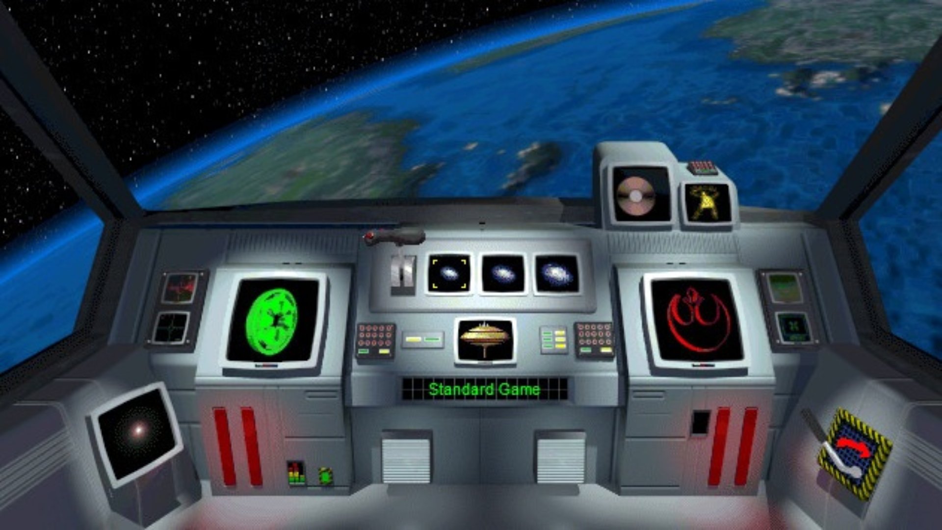 Star Wars Rebellion screenshot of a ships command center overlooking the Earth