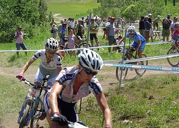Giving it some gas as teh short track race at Deer Valley heats up