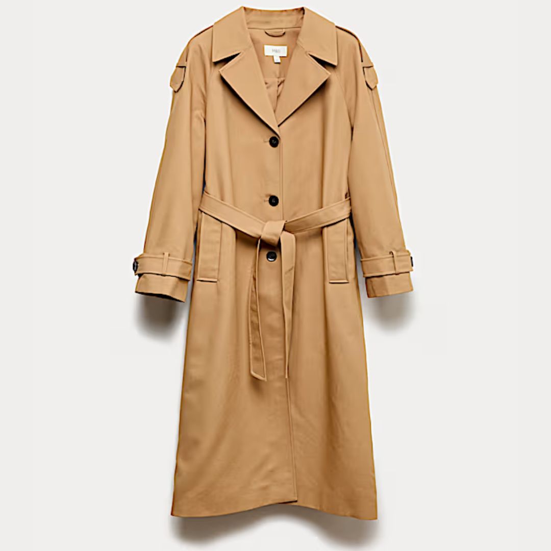M&S Cotton Rich Belted Trench