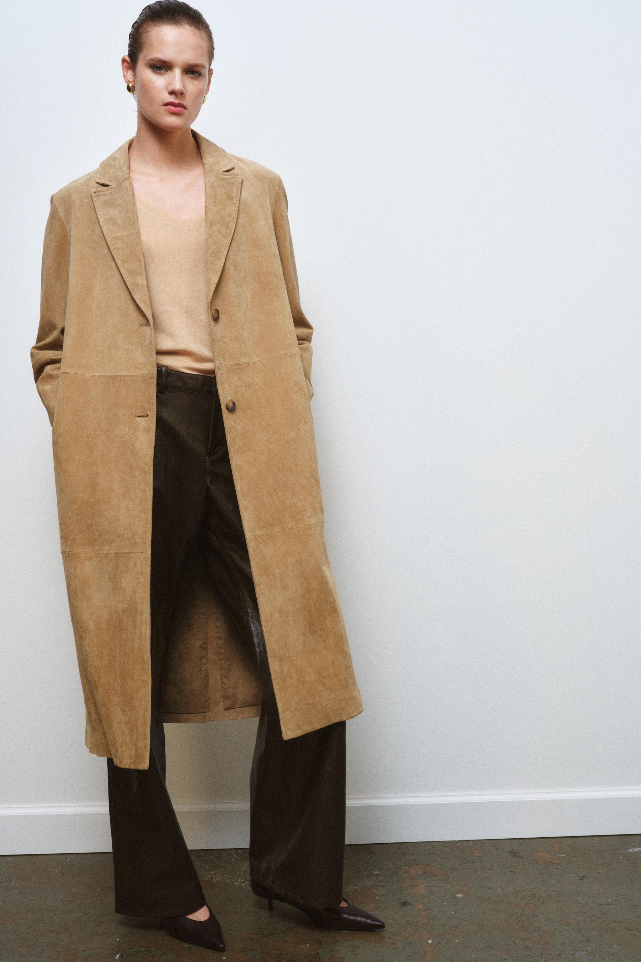 Suede Leather Coat Zw Collection Limited Edition