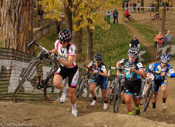 Julie Krasniak (Rapha Focus) with the chase group