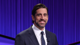 Aaron Rodgers promo picture for his appearance on the game show "Jeopard!"