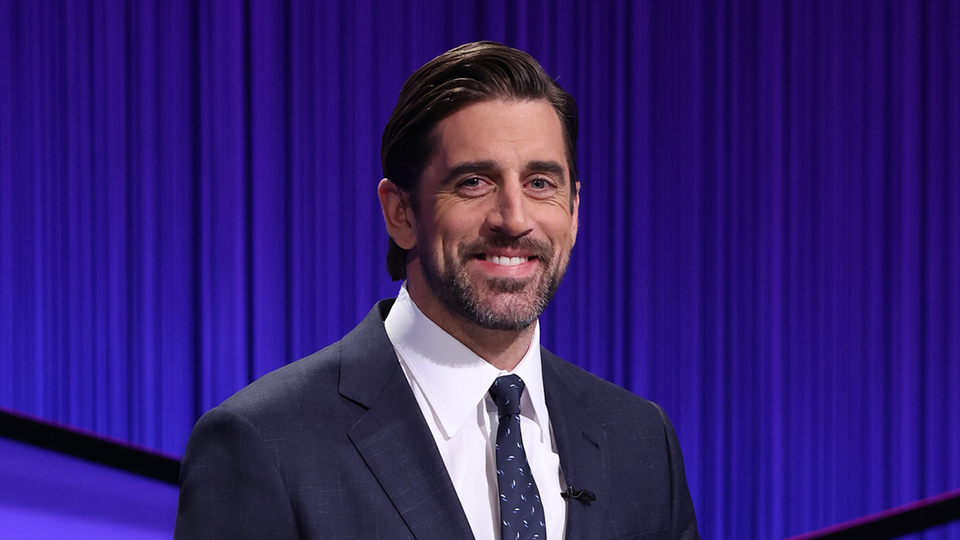 Aaron Rodgers promo picture for his appearance on the game show &quot;Jeopard!&quot;