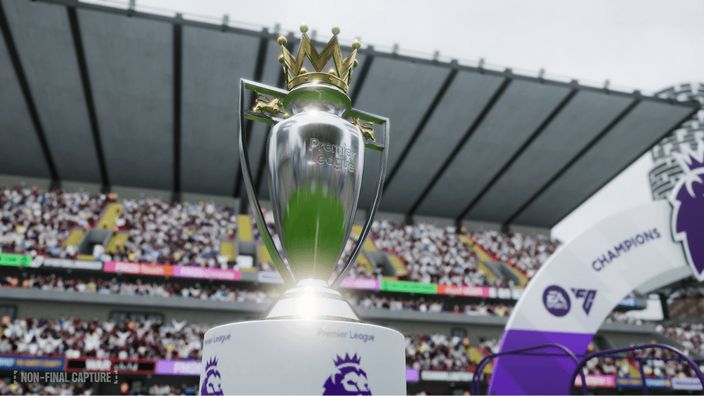 Premier League trophy in Football Manager 2026