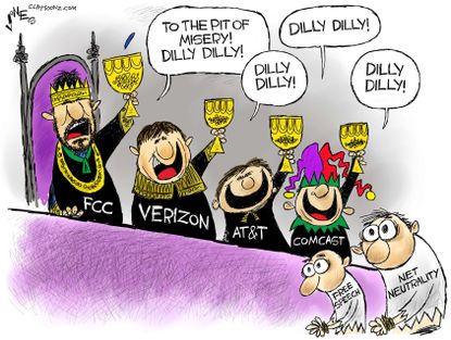 Political cartoon U.S. Net Neutrality FCC Verizon at&amp;t Comcast