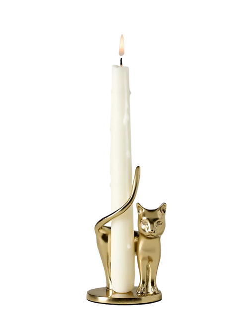 Gold Cat Candleholder