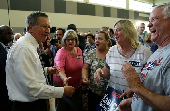 John Kasich greets supporters in Maryland.