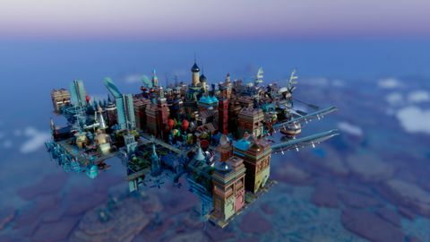 A flying city with wings