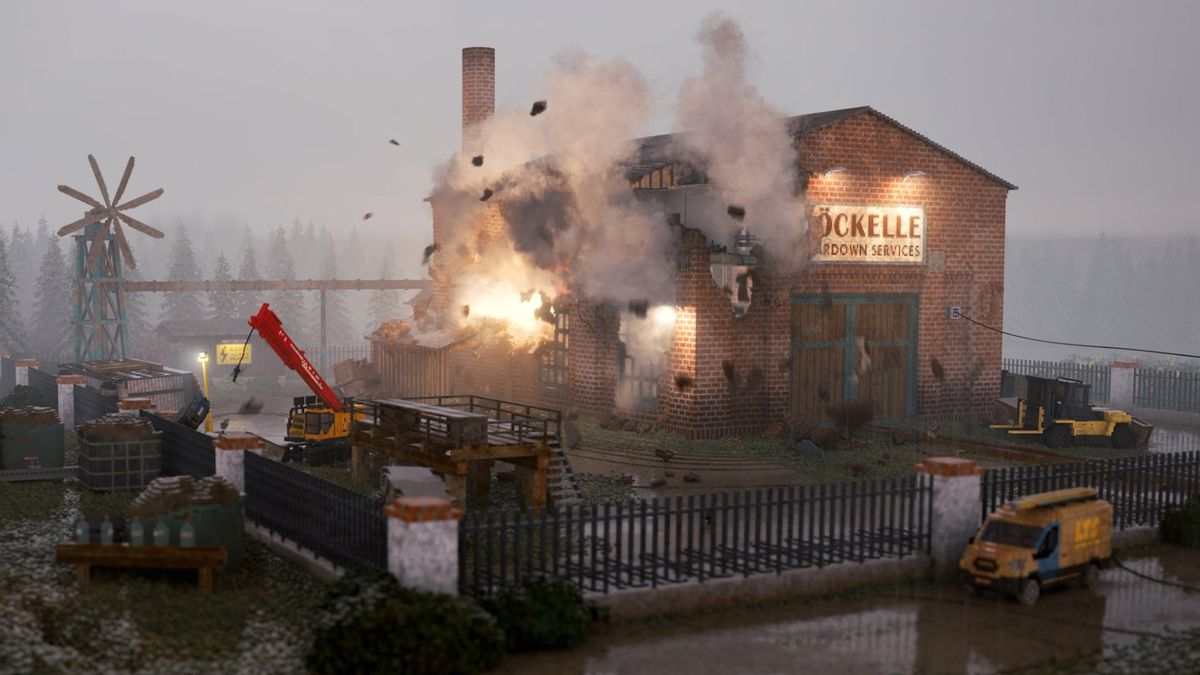 A building exploding