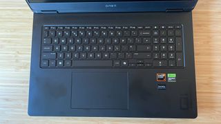 HP Omen 17 keyboard and trackpad