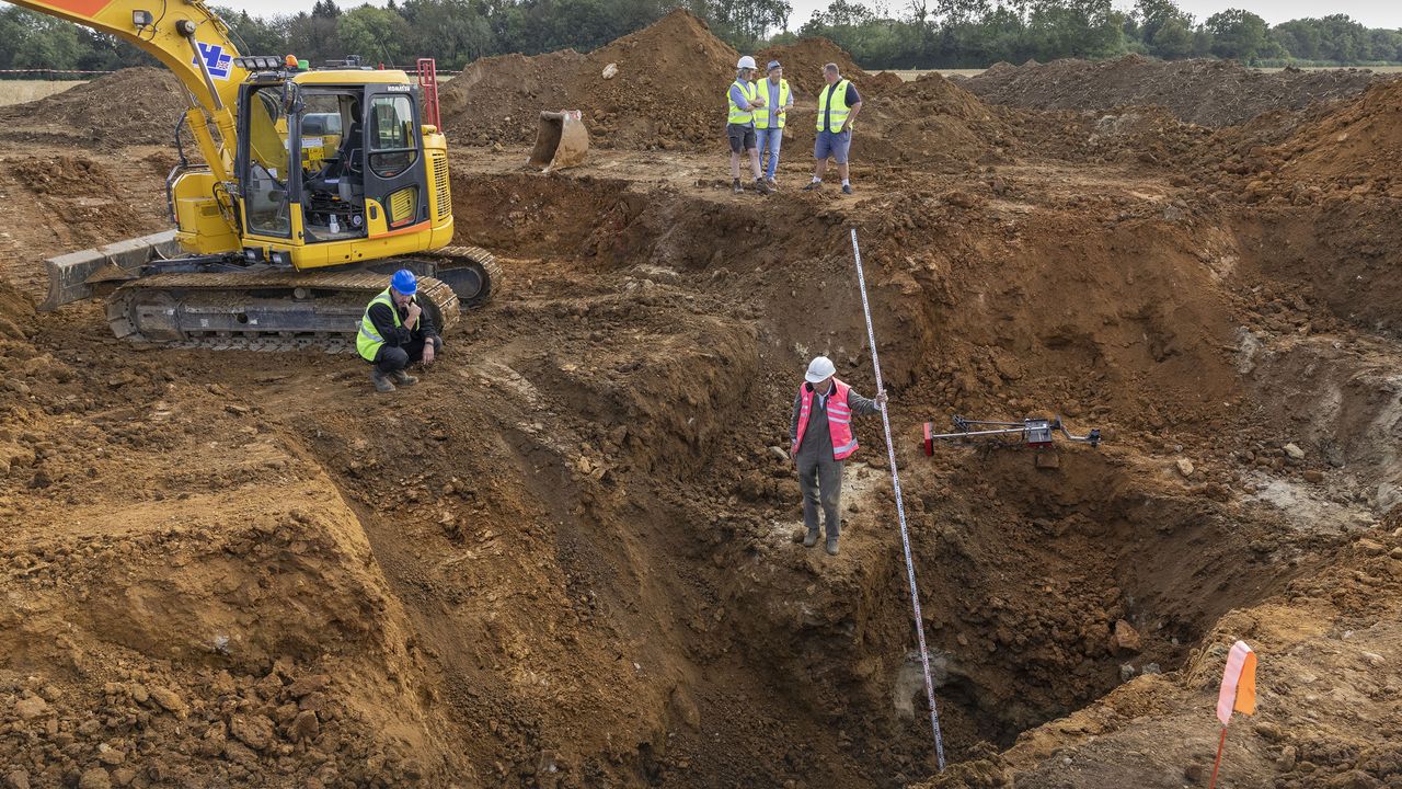 The team spent four days excavating the site of the 1944 crater with a mechanical digger, shovels, and metal detectors. The deepest remnants of the blast were more than 14 feet underground.