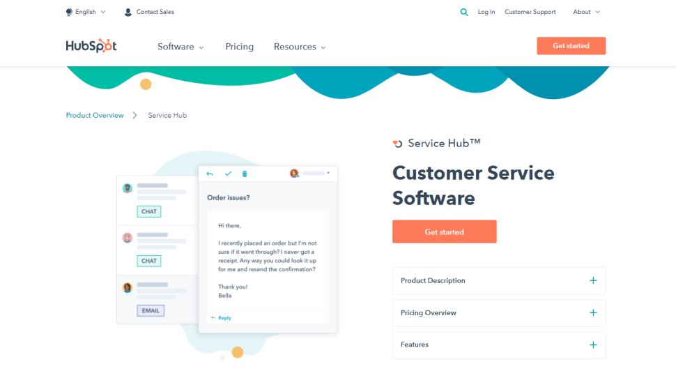 Website screenshot for Hubspot Service Hub